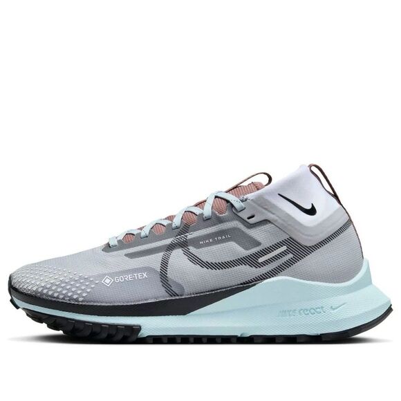 Size 6 Nike React Pegasus Trail 4 Light Smoke Grey Black Blue Womens DJ7929-005 - Picture 1 of 6